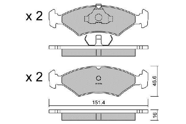 Jeu de 4 plaquettes de frein AISIN ref. BPTO-1013
